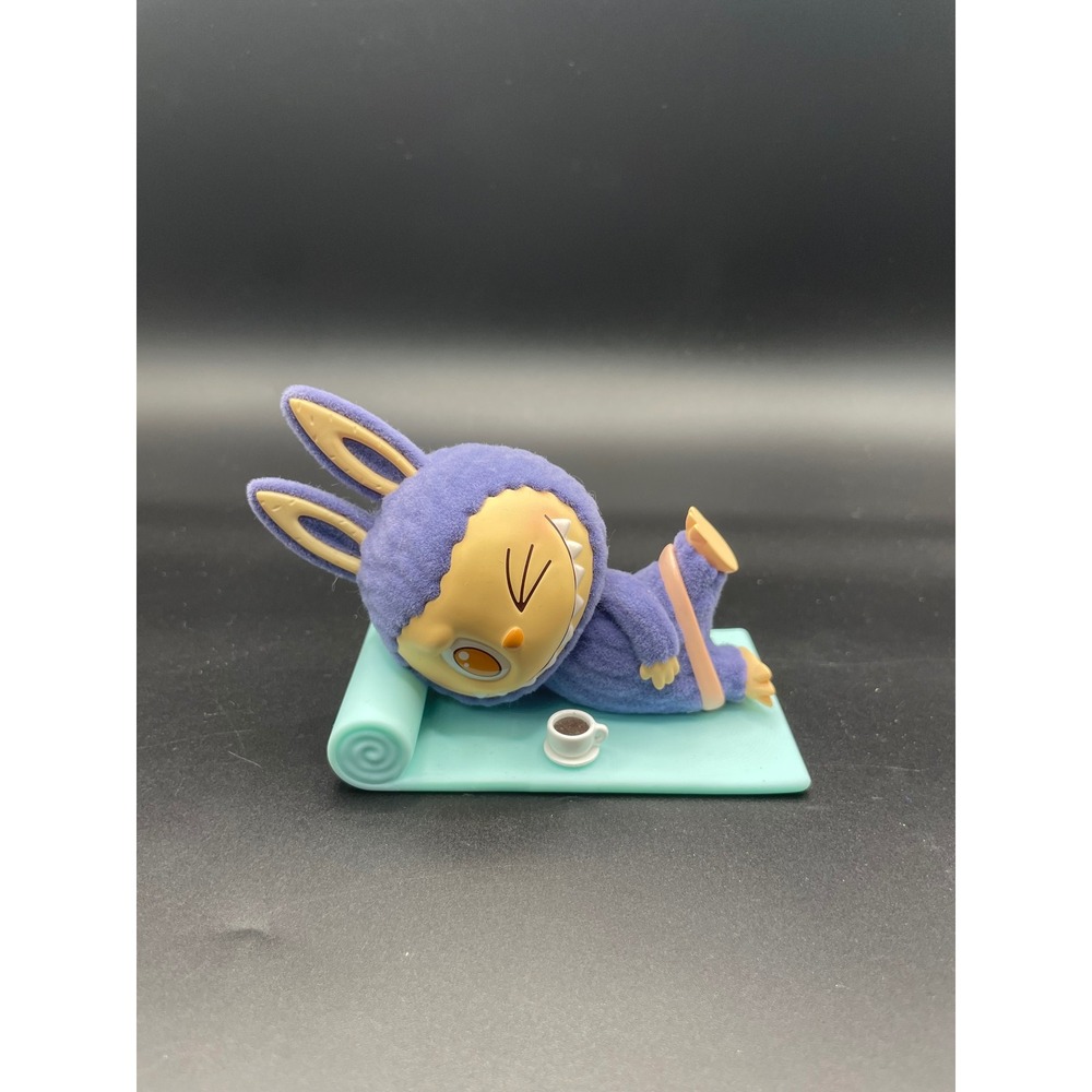 Pop Mart Labubu The Monsters Lazy Yoga Americano Purple Flocked Figure Blind Box